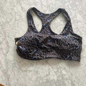betsy johnson blue and grey leopard polkadot sports bra - size xl